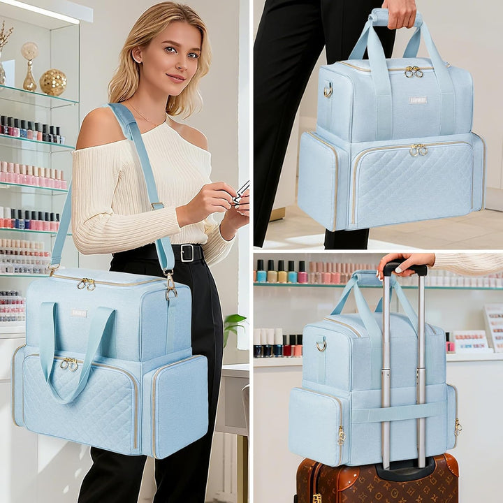 Nagellack Tasche,Doppelschichtige Nagellack Aufbewahrung Organizer Tasche für 80 Flaschen (15 ml) un