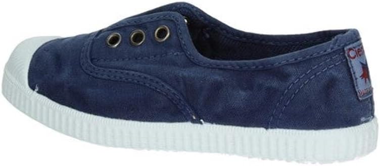 CIENTA - Blauer Schuh aus Stoff, made in Spain, auf der Vorderseite ein elastischer Einsatz, goldene