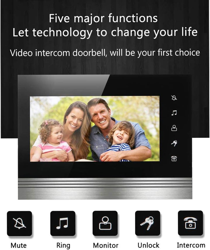 Video Türsprechanlage Türklingel mit kamera Intercom System, 1080P 7 Zoll Metall Material Monitor, G