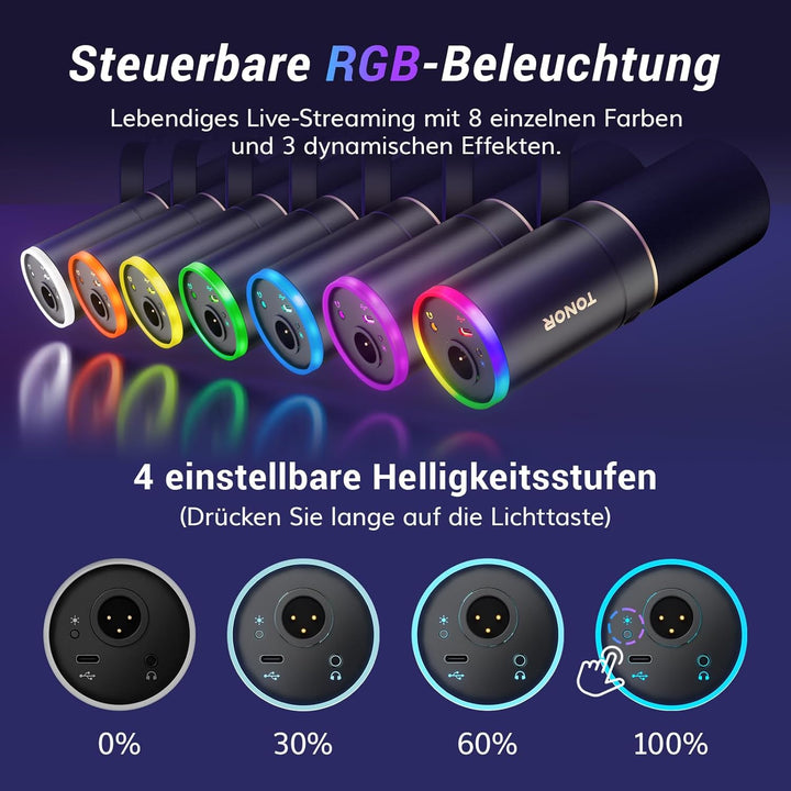 TONOR Dynamisches Microphone mit XLR/USB Kabel, Mikro PC, Vocal Mic Gesangsmikrofon für Streaming, G