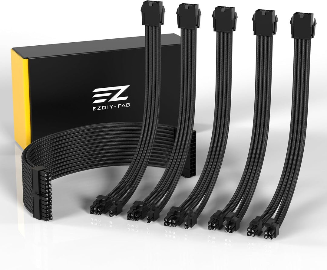 EZDIY-FAB PSU Verlängerungskabel ummantelt, Mod Custom GPU PC, Stromversorgung aus weichem Nylon, ge