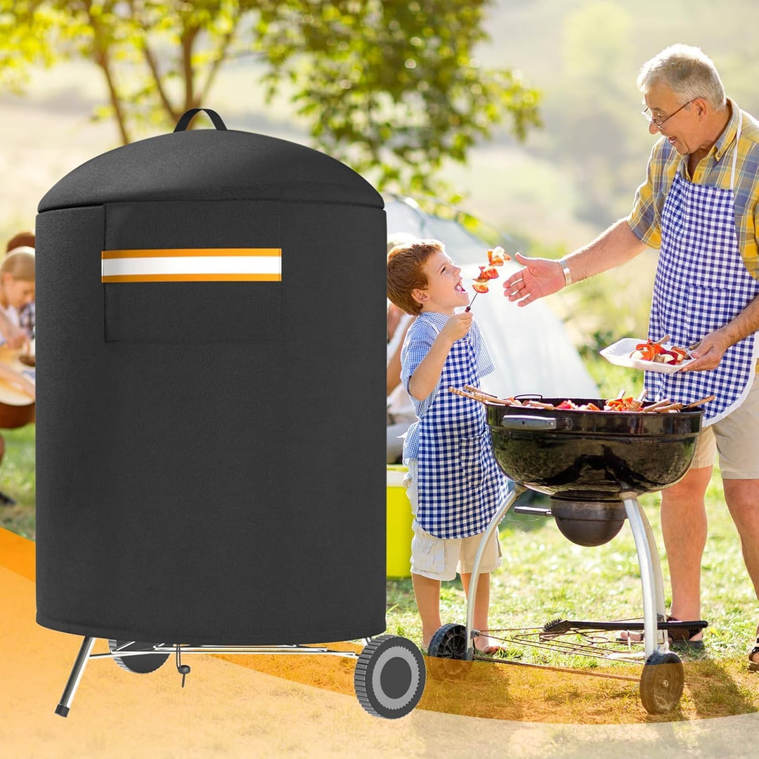 EVRBUL Robuste 420D Grill-BBQ-Abdeckung, Runde Raucher-Schutzhülle mit tragbarem Griff und Lüftung –