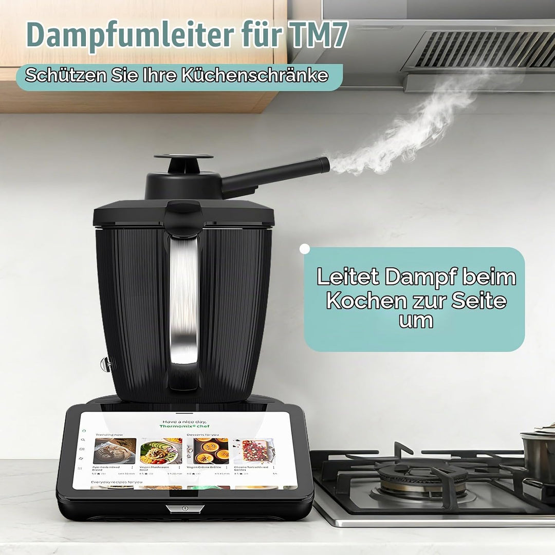 Dampfumleiter kompatibel mit Thermomix TM7, Zubehör mit Sicherheitsgriff, Dampfumlenk Aufsatz zur Sc