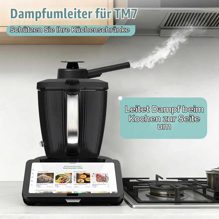Dampfumleiter kompatibel mit Thermomix TM7, Zubehör mit Sicherheitsgriff, Dampfumlenk Aufsatz zur Sc