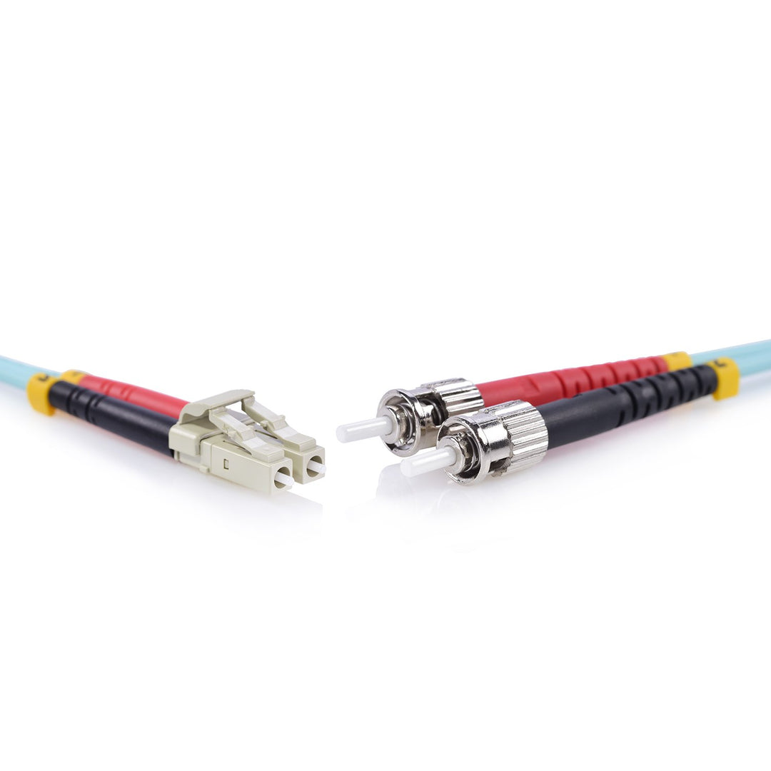 TPFNet Premium 50m LWL Glasfaser Fiber Patchkabel ST/LC OM3 Duplex Multimode 50/125µm 10 Gigabit/s 5