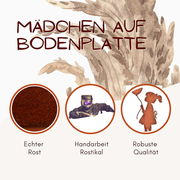 Mädchen mit Luftballon 52 cm Edelrost Gartendeko Vintage Dekofigur Garten Deko Rost, Mädchen