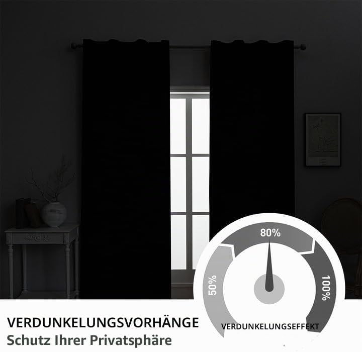 YSTELLAA Gardinen Vorhänge 2er Set, 117×137cm, Verdunklungsvorhänge Schlafzimmer, Outdoor Vorhang We