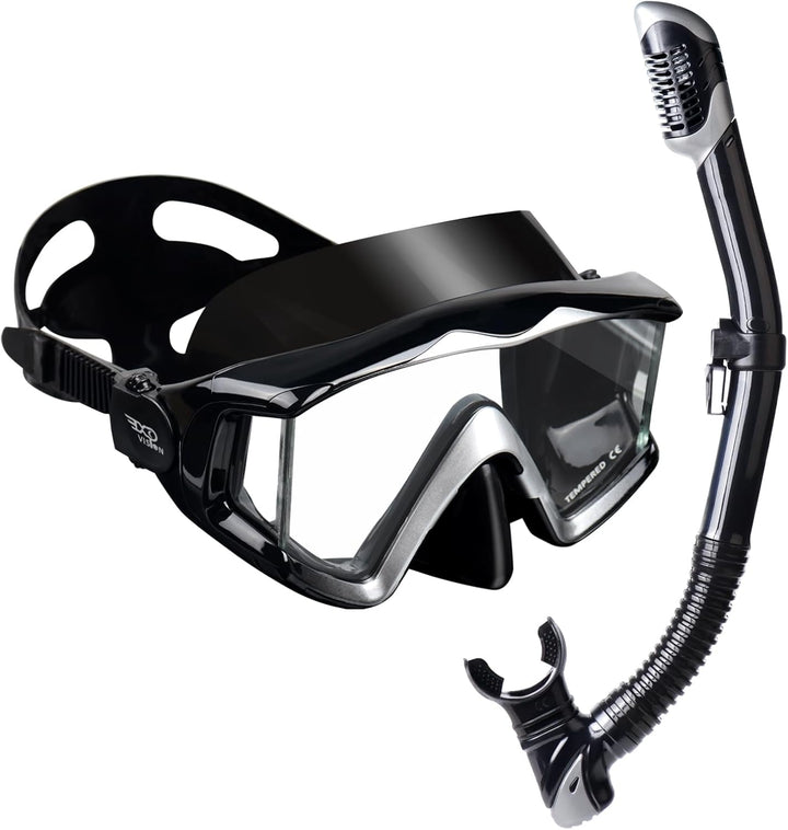 Schnorchelset Schnorchelausrüstung für Erwachsene, Professionelle Anti-Beschlag-Schnorchelmaske, Tro