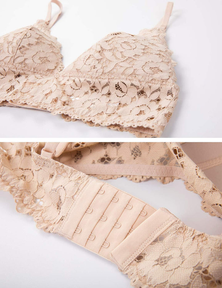 MOMANDA Damen Still BH Spitze Gepolstert Schwangerschafts BHS Ohne Bügel 70D Beige, 70D Beige
