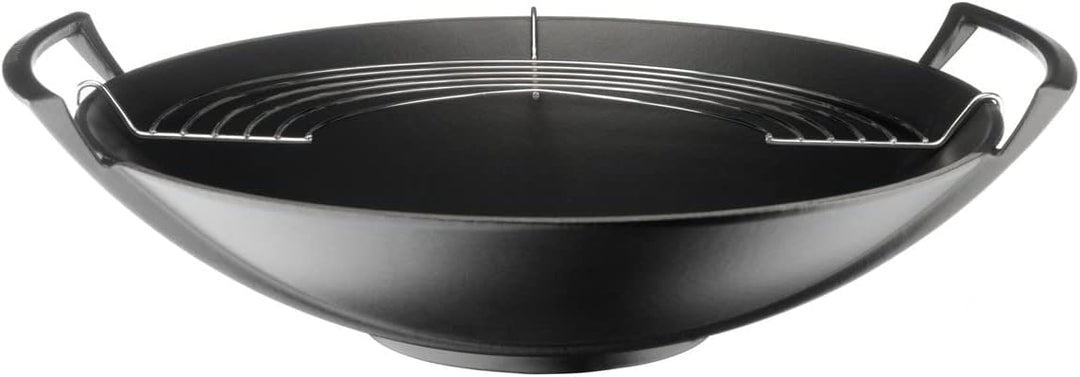 Le Creuset Gusseisen-Wok mit Glasdeckel, Ø 36 cm, 4,5 L, Schwarz Matt, 25304360000460, Schwarz Matt