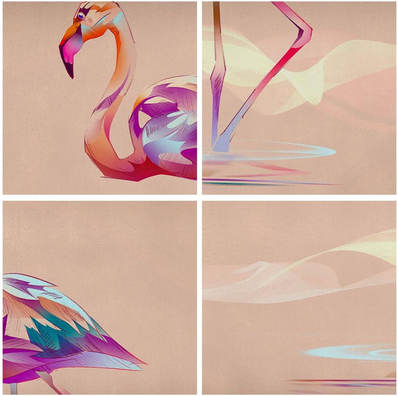 ARTTOR Bilder auf Leinwand 100x70cm Leinwandbild Flamingo Vogel Wasser Gross Wanddeko Bild Schlafzim