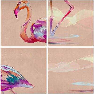 ARTTOR Bilder auf Leinwand Flamingo Vogel Wasser Leinwandbild 70x50cm Wandbilder Dekoration Wohnzimm