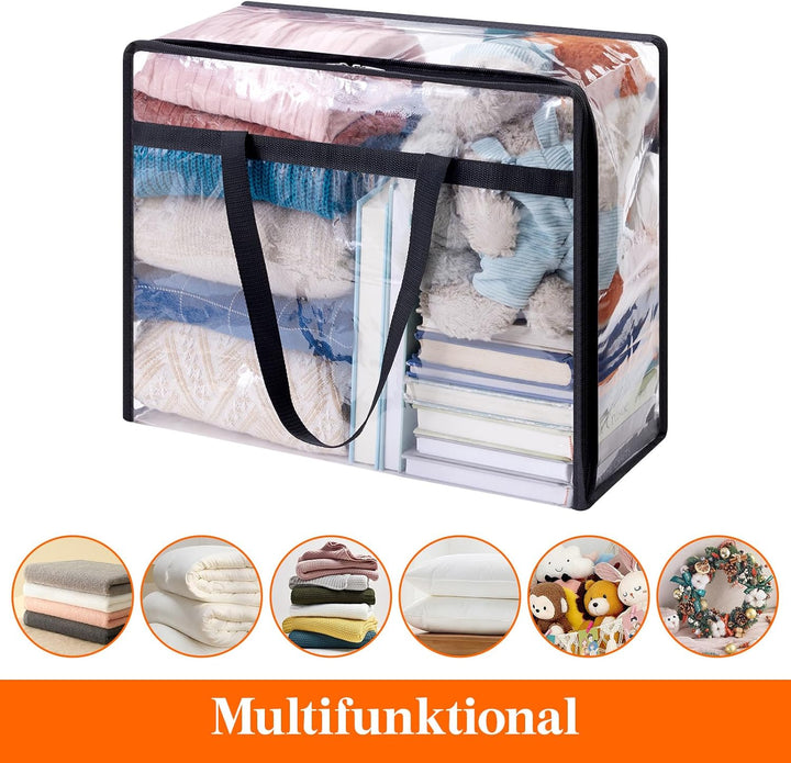 Lifewit 6 Stück Transparente Plastik Aufbewahrungstasche, 40L Kleiderschrank Organizer Aufbewahrungs