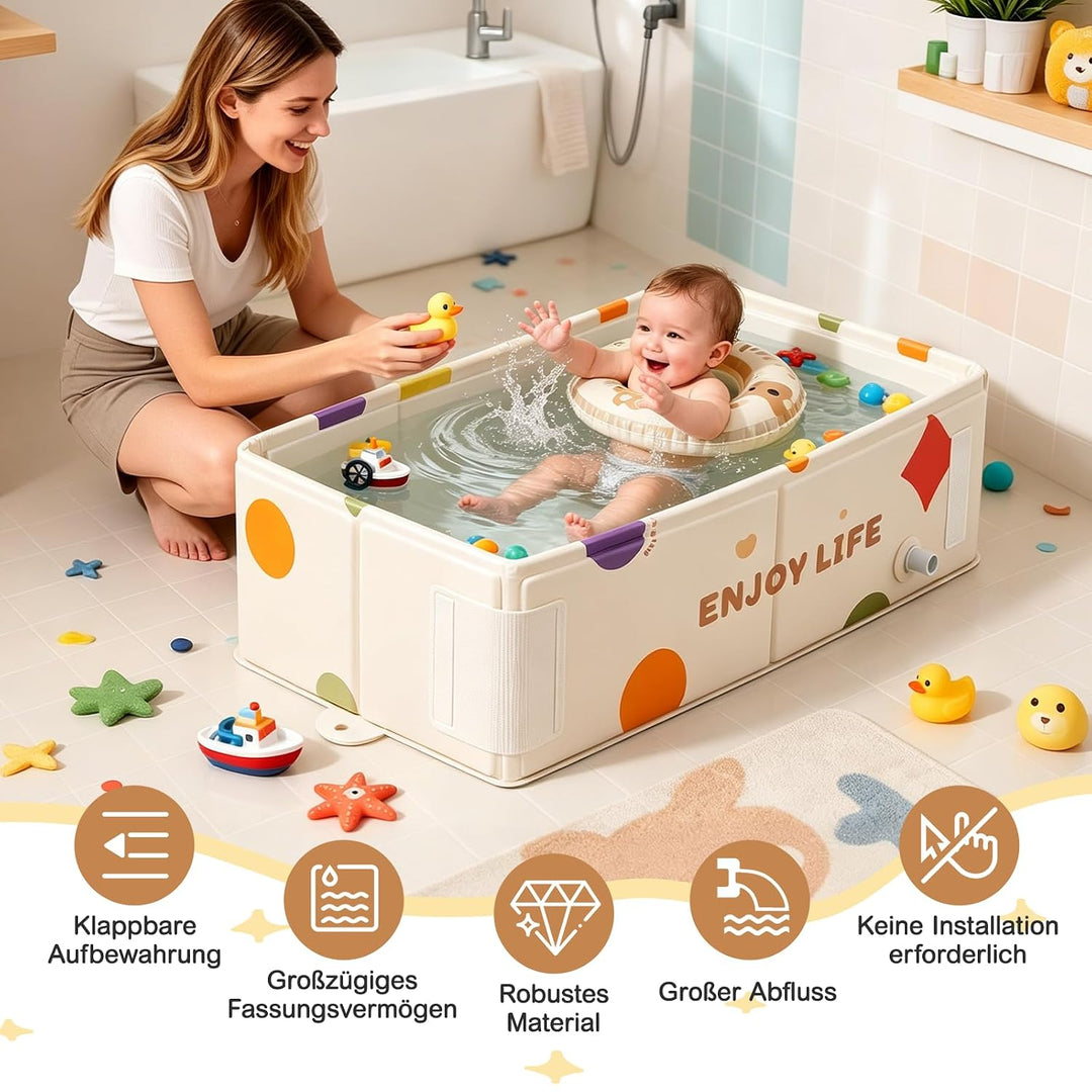 Babybadewanne faltbar, tragbare Babywanne 0-8 Jahre, Kinderplanschbecken &amp; kleiner Kinderpool für Du