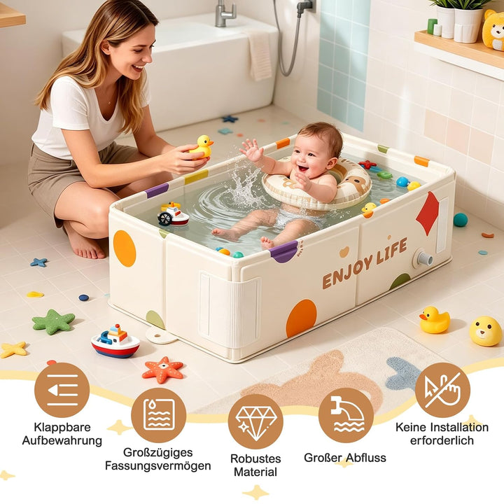 Babybadewanne faltbar, tragbare Babywanne 0-8 Jahre, Kinderplanschbecken &amp; kleiner Kinderpool für Du