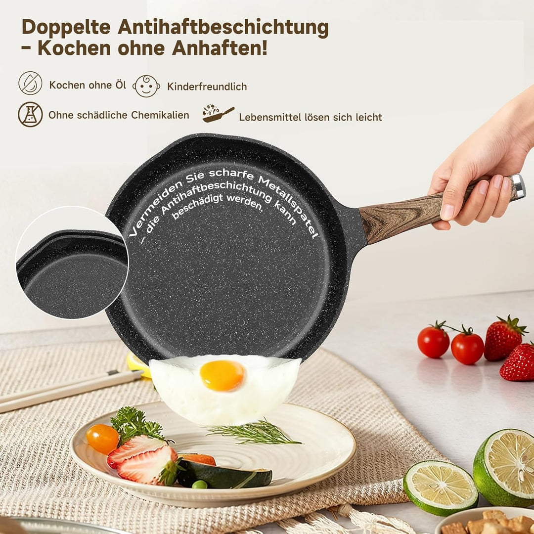HOMELUX Topfset Induktion,8-TLG Topf und Pfannenset mit Deckel Antihaftbeschichtung,Pfanne 24/28cm,M