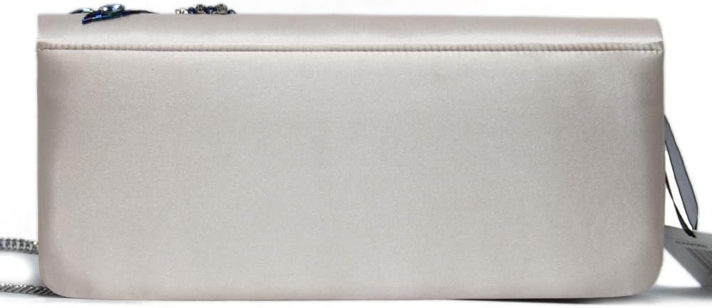 Clutch mit Kette und Patte mit floralem Strass-Muster Bestickt