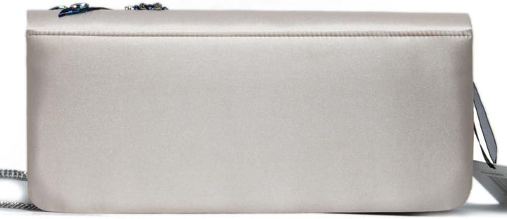 Clutch mit Kette und Patte mit floralem Strass-Muster Bestickt