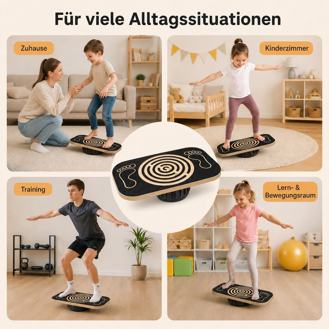 Balance Board Holz mit Labyrinth | Balancierbrett für Kinder, Gleichgewichtstrainer für Fitness, The