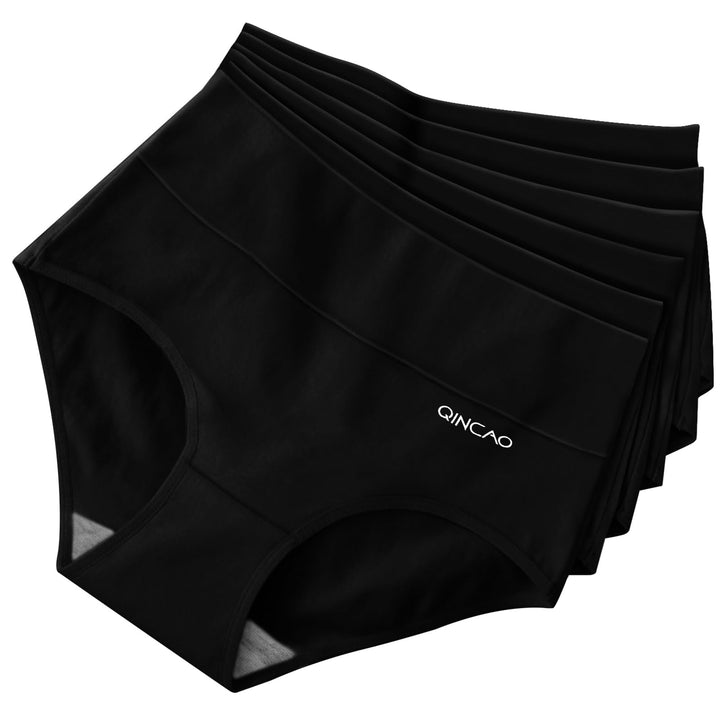 QINCAO Unterhosen Damen, 6er Pack Hohe Taille Slips Baumwolle Unterwäsche, Stretch Atmungsaktiv Pant