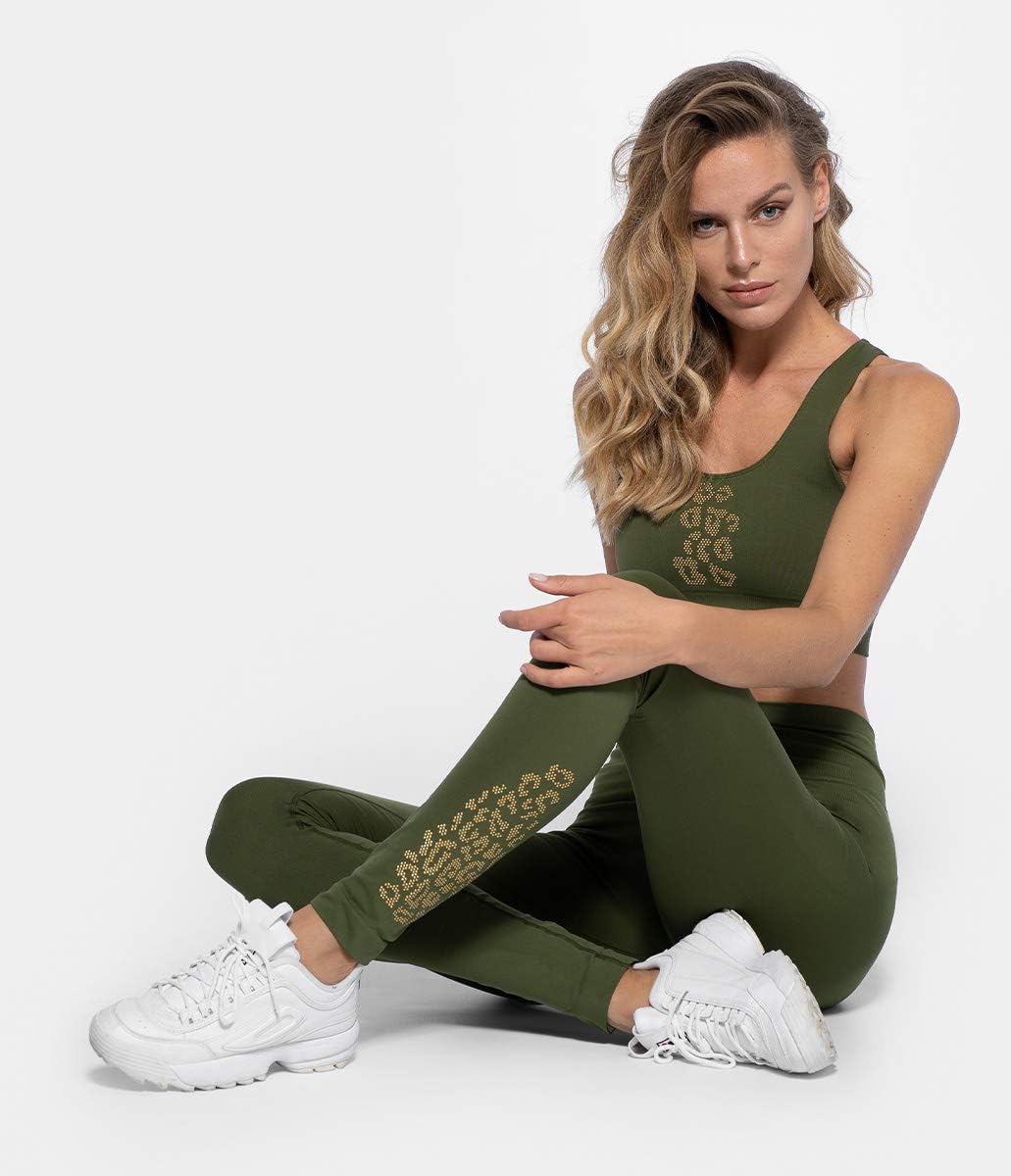 Damen Jogger Leggings Varnish Leo - Green Bush M-L Grün, M-L Grün