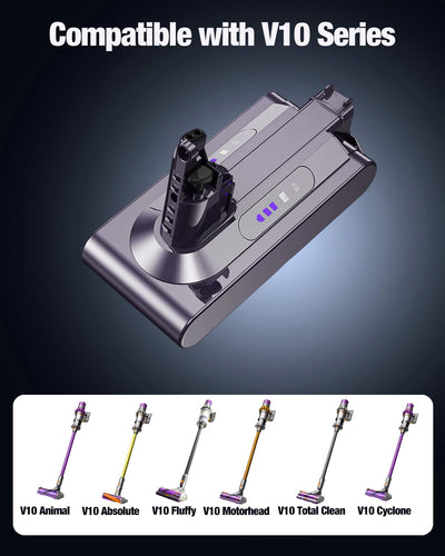 6000mAh Ersatzakku für Dyson V10 Animal V10 Absolute V10 Motörhead V10 Tier V10 Fluffy V10 Motorhead