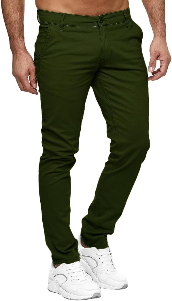Elara Herren Chino Hose Stretch 29W / 30L Khaki, 29W / 30L Khaki