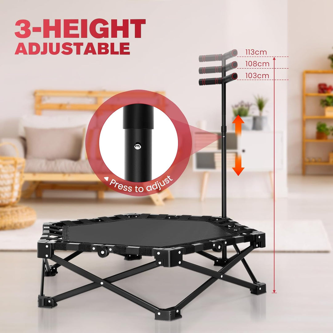 Trampolin Ø101cm,Faltbares Fitness-Trampolin für Jumping Fitness,Tragfähigkeit 150 kg,Verstellbare H