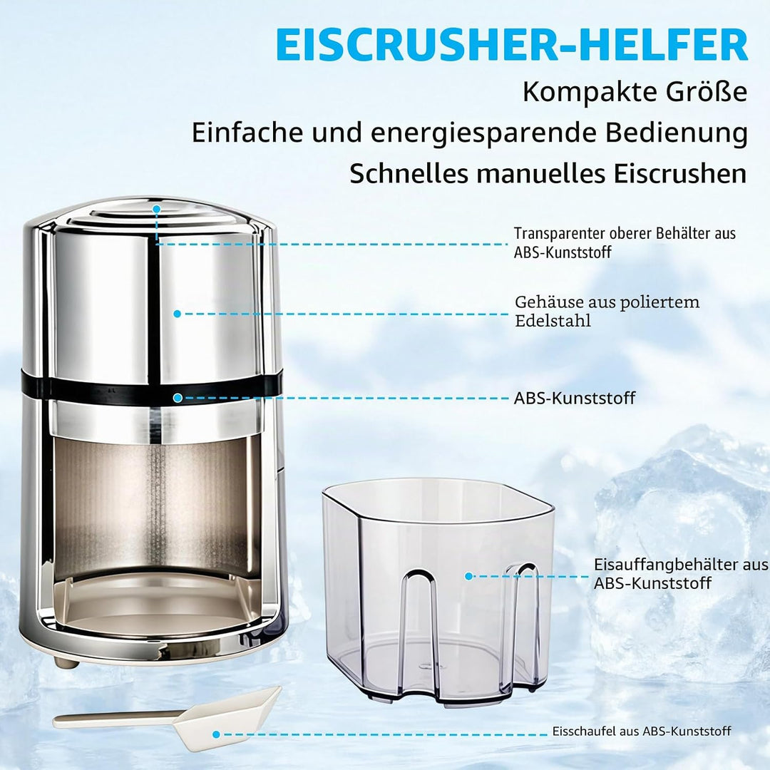 Tragbarer Eiszerkleinerer, Handheld Eiscrusher, Manuell Ice Crusher, Crushed Eismaschine mit Edelsta