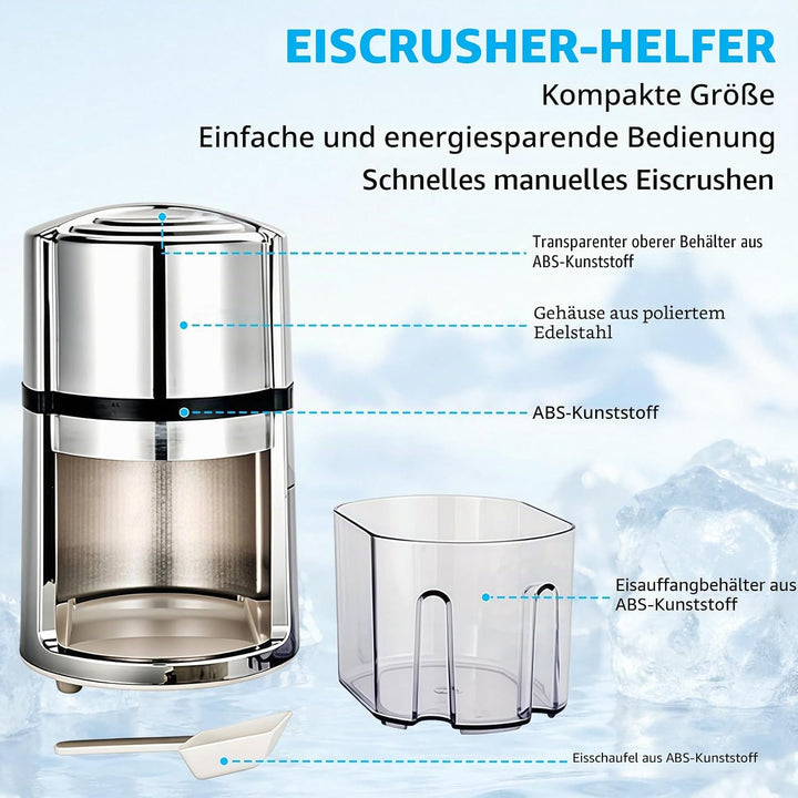 Tragbarer Eiszerkleinerer, Handheld Eiscrusher, Manuell Ice Crusher, Crushed Eismaschine mit Edelsta