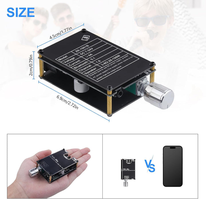 HiFi-Verstärker mit Bluetooth 5.1, ZK-1001B Audioverstärker Karte 100W Mini TWS Mono Audio-Verstärke