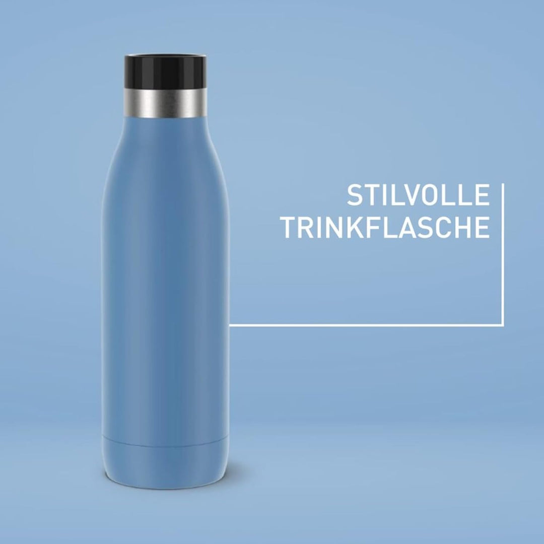 Emsa Bludrop Isolier-Trinkflasche, 0,5 Liter, 100% dicht, Quick-Press Verschluss, Ergonomischer 360°