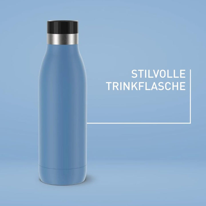 Emsa Bludrop Isolier-Trinkflasche, 0,5 Liter, 100% dicht, Quick-Press Verschluss, Ergonomischer 360°