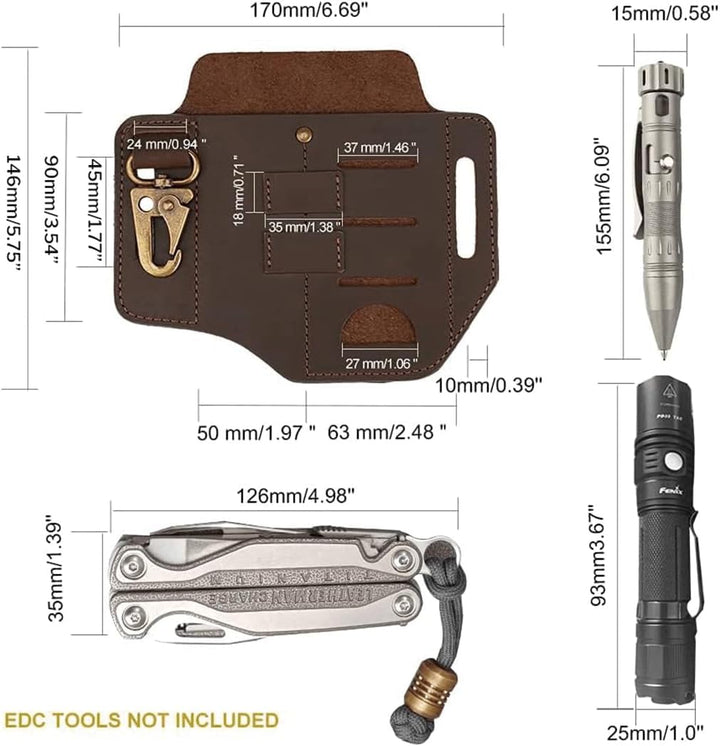 VIPERADE PJ13 Plus Leder EDC Leder Tasche Organizer und Halter für Werkzeuge und Outdoor-Ausrüstung