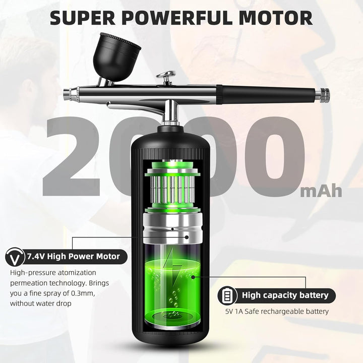 Airbrush-Kit mit Kompressor - Wiederaufladbares, Tragbares, Verstopfungsfreies Hochdruck-Airbrush-Se