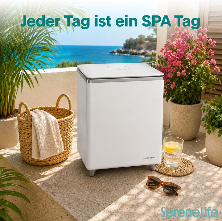 SereneLife Handtuchwärmer Eimer 20L Elektrisch Stehend Silber – Smart Handtuchtrockner mit WiFi App