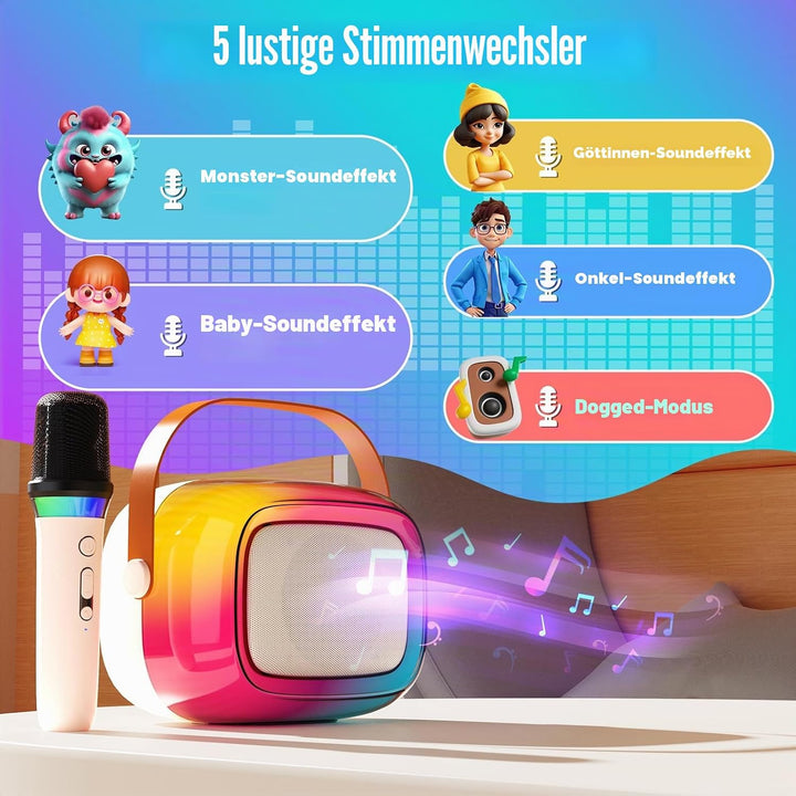 GUYUCOM Karaoke Machine mit 1 Kabellose Mini Mikrofon für Kinder und Erwachsene, Tragbaren Bluetooth