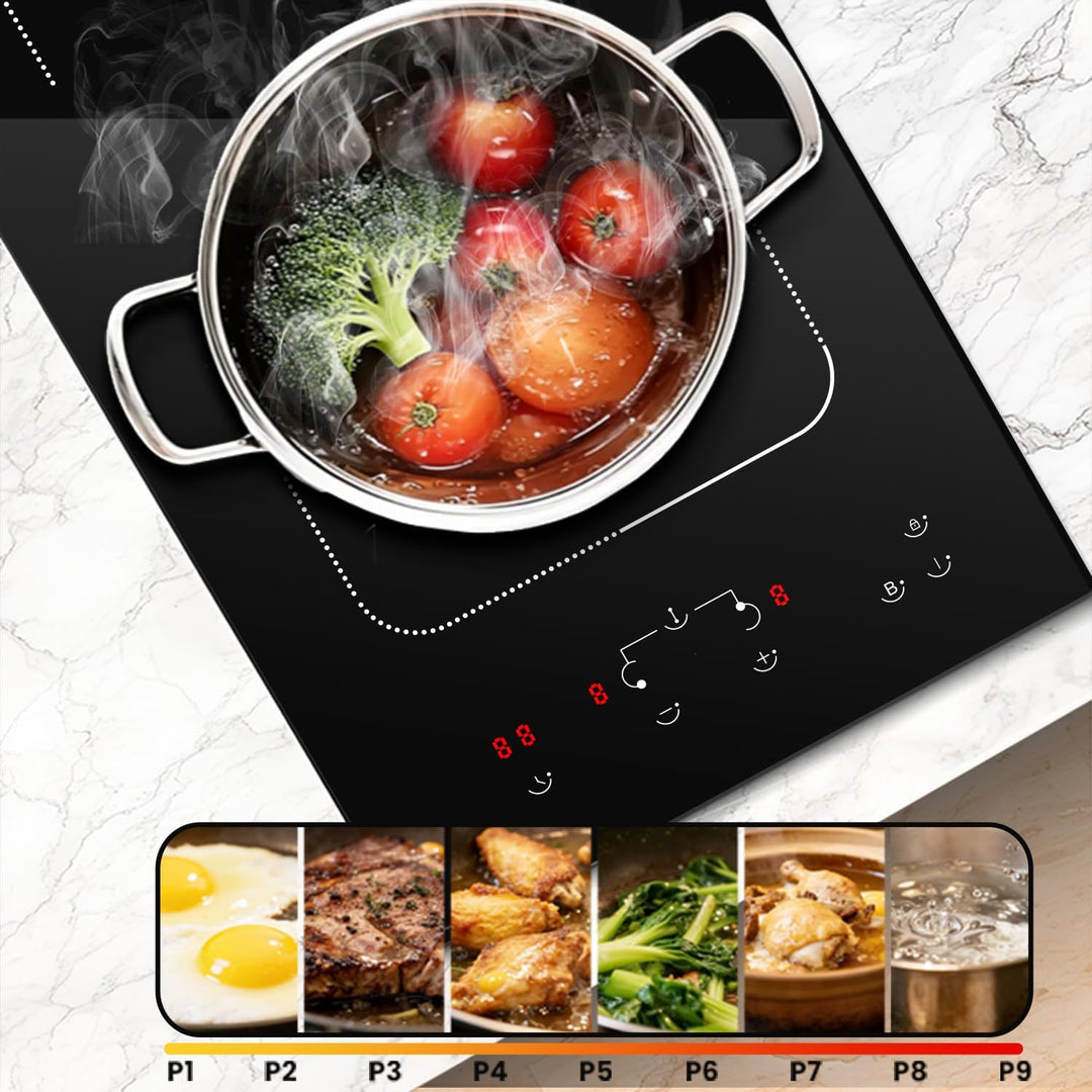 Induktionskochfeld 2 Zonen mit Stecker, Cooksir Kochfeld Induktion Doppel Autark, 3500W, Sensor-Touc