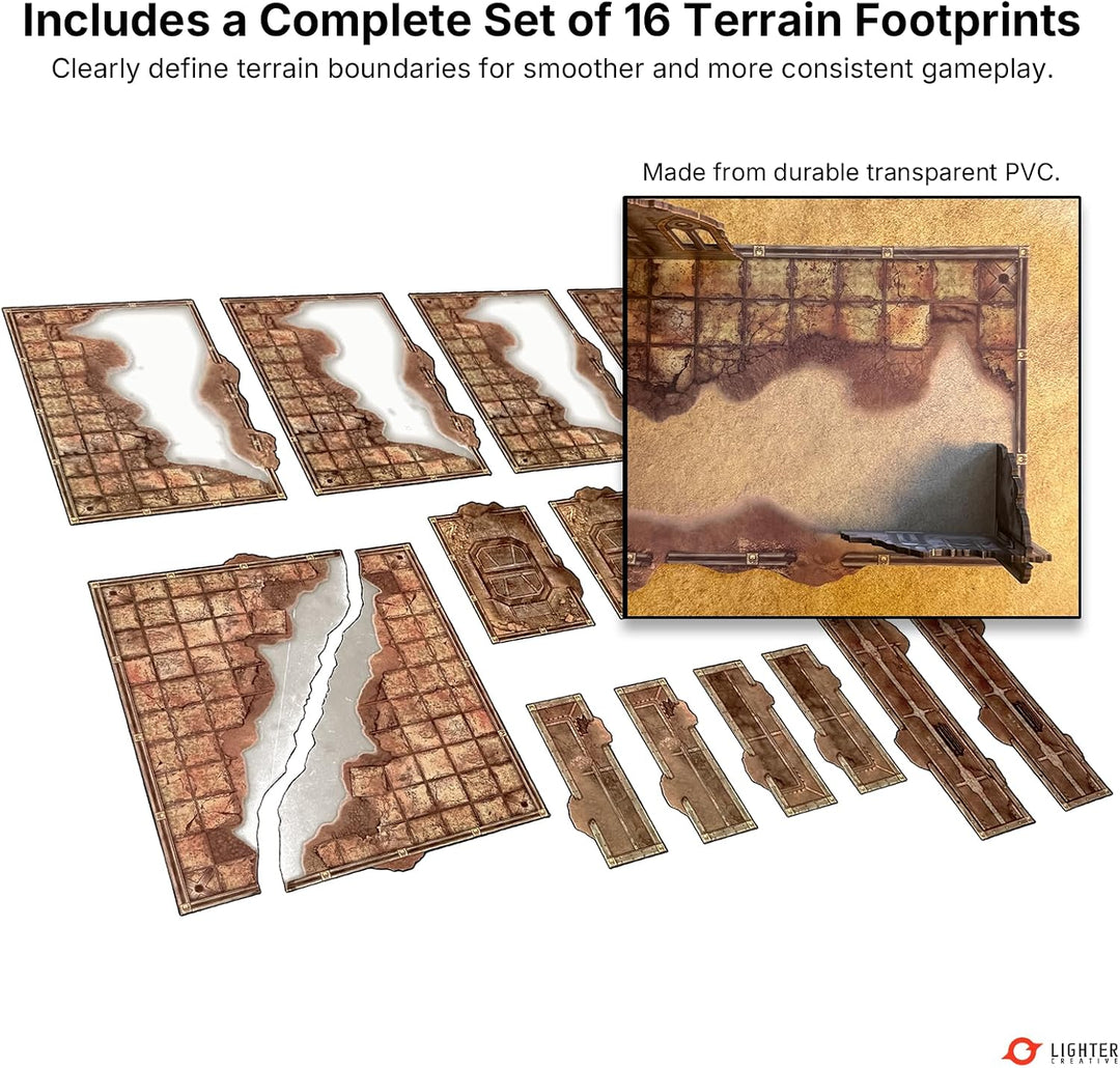 32PCS Terrain Set für WH40K 11th Edition + 16PCS Terrain Footprints, 40K Battlezone Creation Kit(San