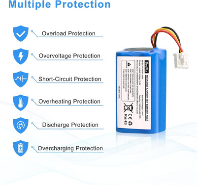 3000mAh Ersatzakku für Proscenic 800T Li-ion Akku 820T, 830T, 820S Staubsauger Roboter 14.4V Li-ion