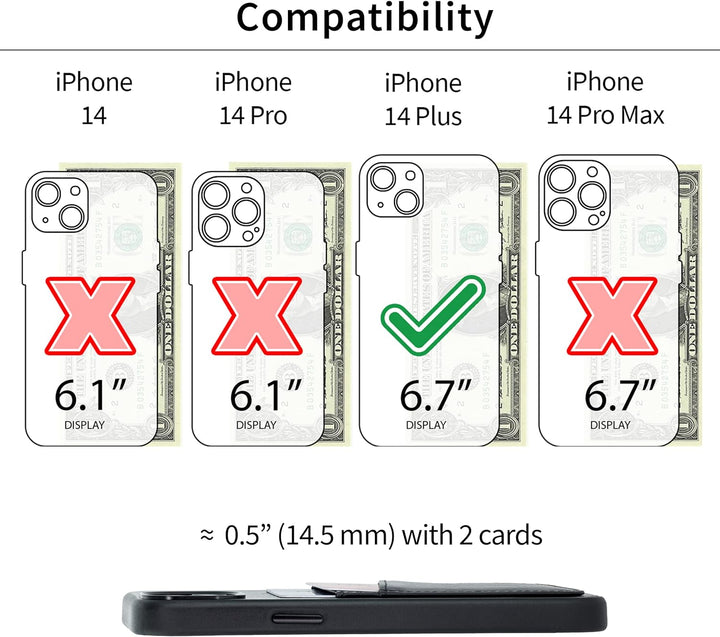 Dockem Echtleder Kartenetui für iPhone 14 Plus mit Kartenfachen und Integrierter Metallplatte zur Ma