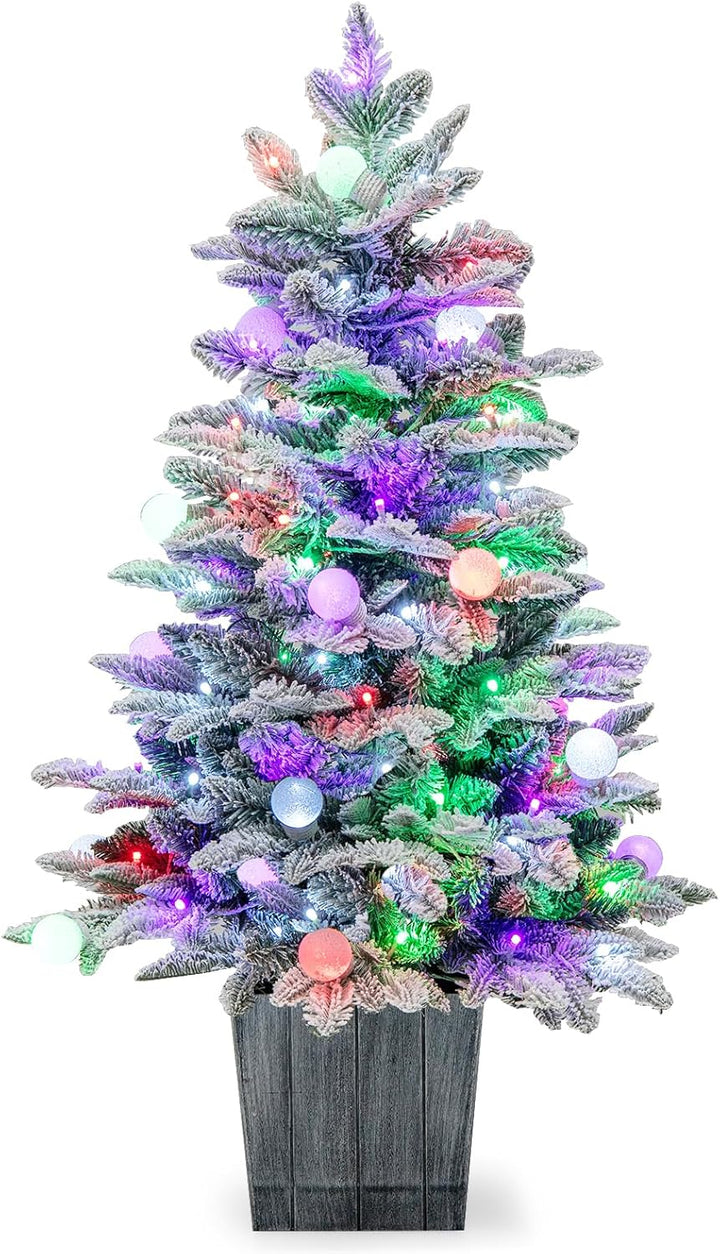 KOMFOTTEU 60 cm Künstlicher Weihnachtsbaum Mini, Christbaum mit LED & 148 Zweige, Kleiner Tannenbaum