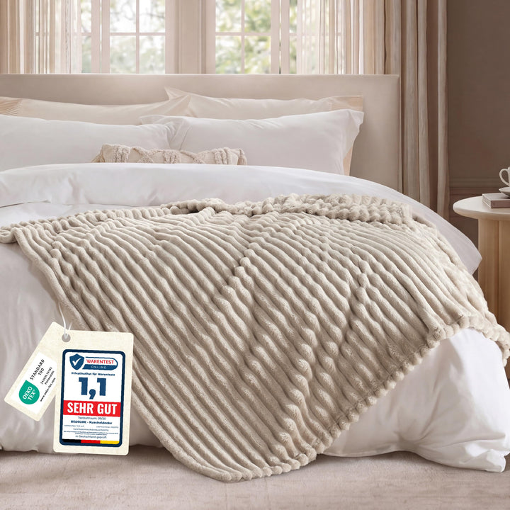 BEDSURE Kuscheldecke Flauschig Decke Fleecedecke – Weiche Warme Grobe Korddecke Gemütlicher Sofadeck