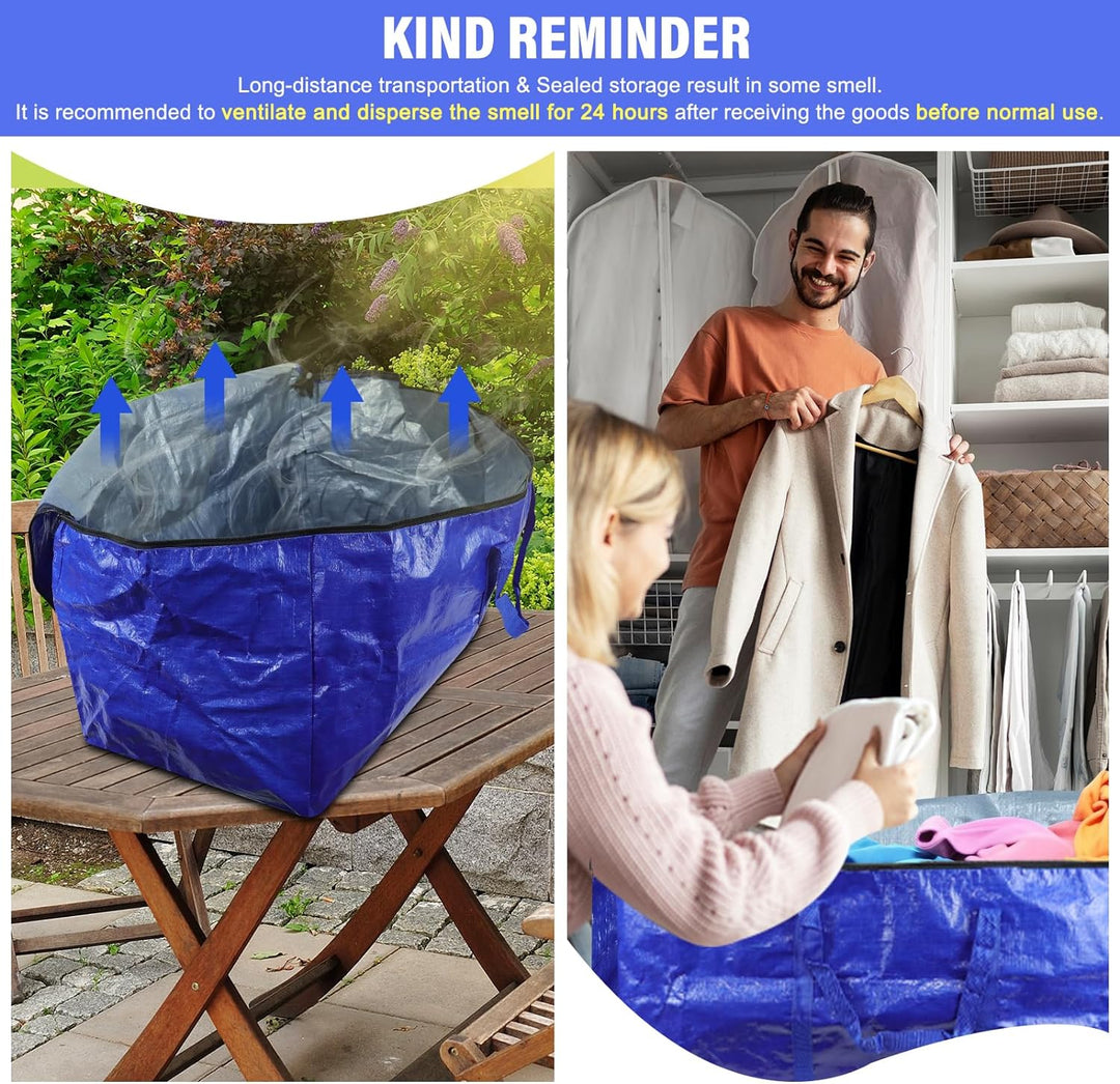 Raweao 85L Starke Umzugstaschen für Kleidung, Wasserdichte Aufbewahrungstasche Gross mit Reissversch