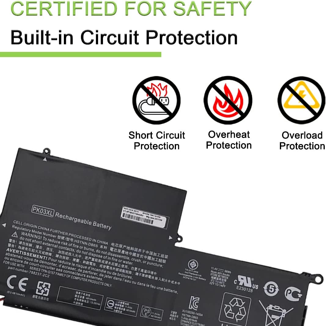 XITAIAN 11.4V 56Wh PK03XL Ersatz Laptop Akku für HP Spectre Pro X360 Spectre 13 PK03XL HSTNN-DB6S 67