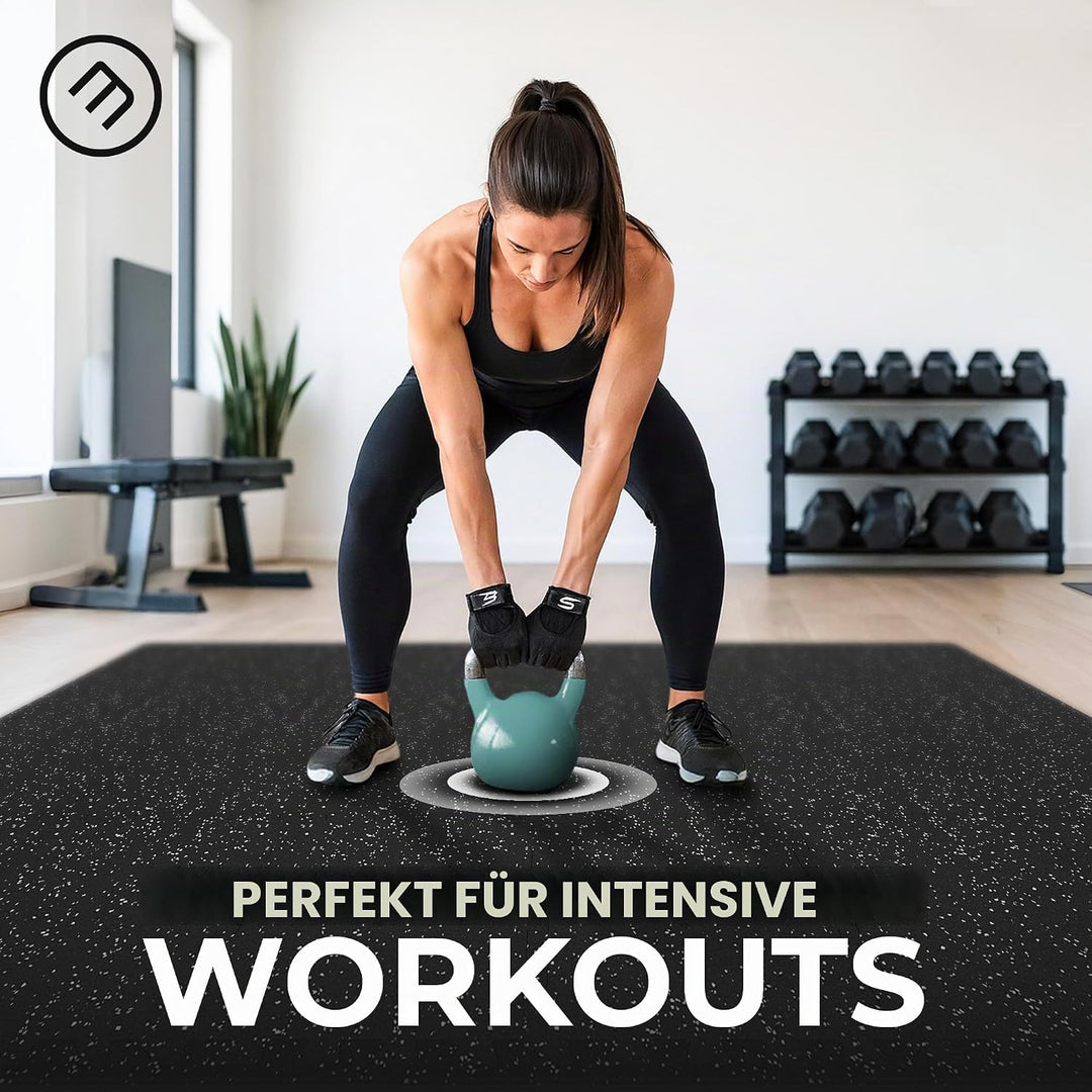 bemaxx Bodenschutzmatte Fitness – 18 Eva/Gummi-Matten im Set: Gym Fitnessgeräte Sportmatte Puzzlemat