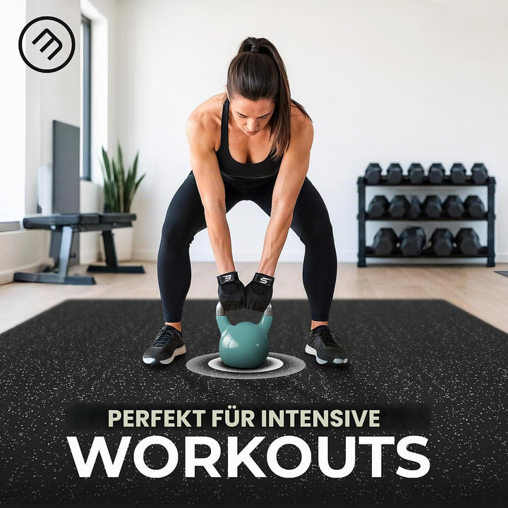 bemaxx Bodenschutzmatte Fitness – 18 Eva/Gummi-Matten im Set: Gym Fitnessgeräte Sportmatte Puzzlemat