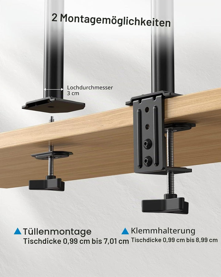 HUANUO Monitor Halterung 2 Monitore für 13-30 Zoll Bildschirme, Monitorhalterung 2 Monitore Höhenver