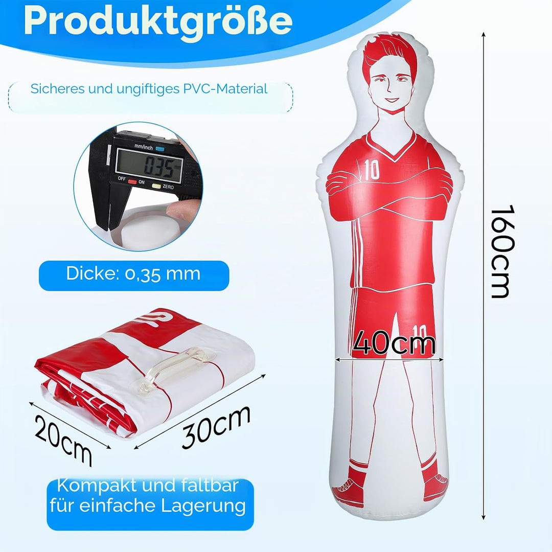efuturetime Aufblasbare Fussball Dummy aus PVC, Fussballtraining Dummy Trainingspuppe für Torwart Fr