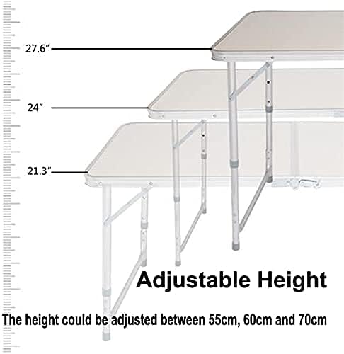 Aluminium-Klapptisch, tragbar, faltbar, Picknicktisch, Campingtisch, 3-fach höhenverstellbar, leicht